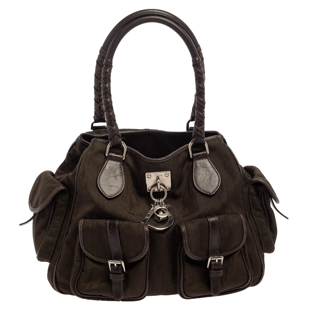 DIOR Dark Brown Oblique Canvas And Leather Multi Pocket Tote - Picture 1 of 9